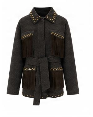 P.A.R.O.S.H. Giubbino Con Frange Testa Di Moro - Black