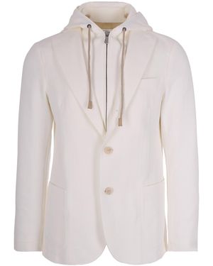 Eleventy Giacca Con Cappuccio Bianco - White