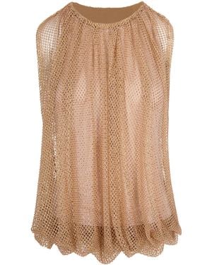Sportmax Camel Mesh Top With Crystals - Brown