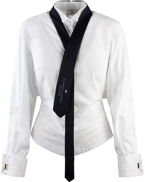 Elisabetta Franchi Camicia Bianca Con Cravatta - White