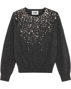 Alpha Studio Maglia Girocollo Strass - Gray