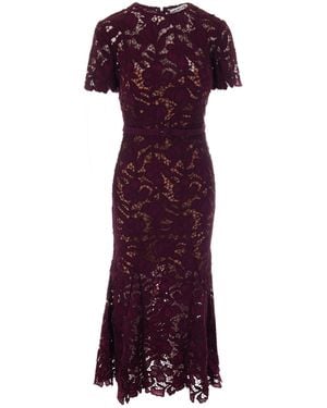 Self-Portrait Abito Lace Burgundy - Purple