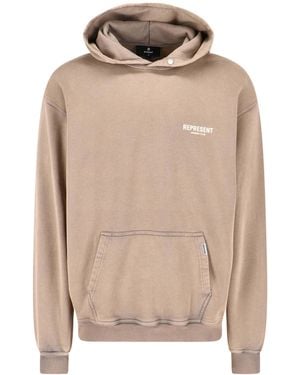 Represent Logo Hood Sweatshirt - Natural