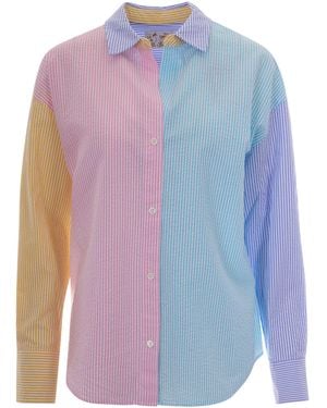 MC2 Saint Barth Camicia Cristal Coloroblock Stripes - Blue