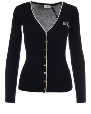 Elisabetta Franchi Cardigan Costine Nero Burro - Black