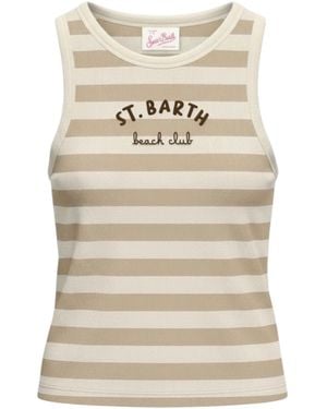 MC2 Saint Barth Stripes Round Neck Top - Natural