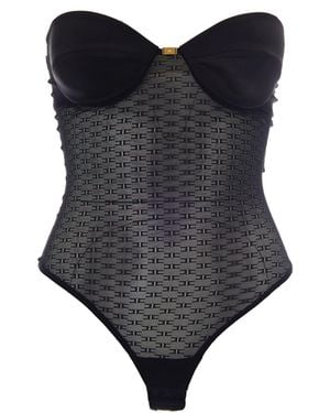 Elisabetta Franchi Body Tulle Jaquard - Blue