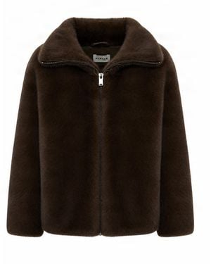 P.A.R.O.S.H. Ecopelliccia Zip Marrone - Black