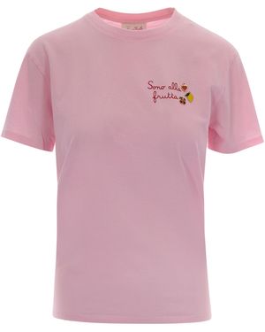 MC2 Saint Barth Embroidered Crew Neck T-Shirt - Pink