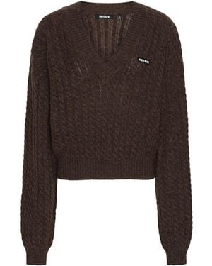 ROTATE BIRGER CHRISTENSEN V-Neck Cable Knit Jumper - Brown