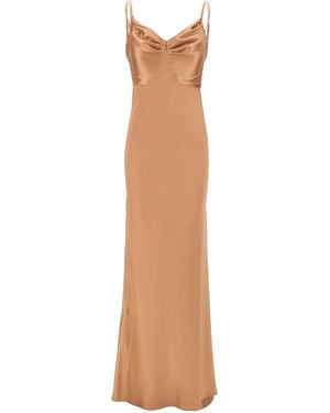 Elisabetta Franchi Suede Satin Dress - White