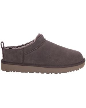 UGG Classic Shearling-Lined Suede Slip-On Flats - Brown