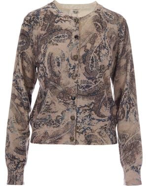Liu Jo Cardigan Stampato Winter Cachemire - Brown