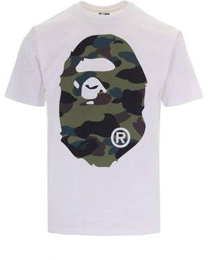 A Bathing Ape T-Shirt 1St Camo Big Ape Head - White