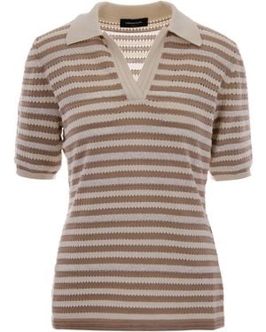 Fabiana Filippi Stripes Shirt Collar Polo - Natural