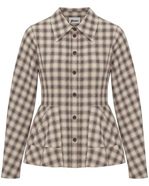 Ganni Camicia Peplo Oyster - Brown