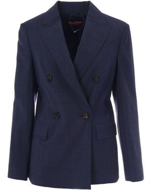 Max Mara Giacca Umico Cammello Gessato - Blu