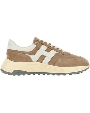 Hogan Dynamic Trainers With Suede Upper - Natural