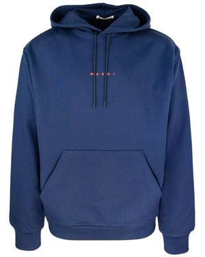 Marni Hoodie With Mini Logo - Blue