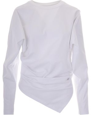 Ganni T-Shirt Heavy Stretch Draped Bright - White
