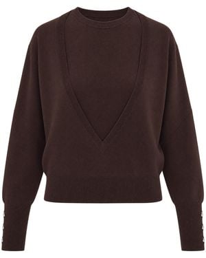 Patrizia Pepe Maglia Effetto Layering Wood - Brown