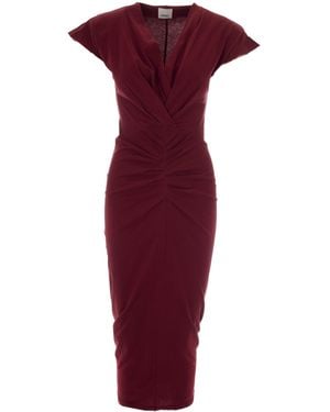 Isabel Marant Fitted Pleated Dress With Draped Cache-Caur Effect - Red