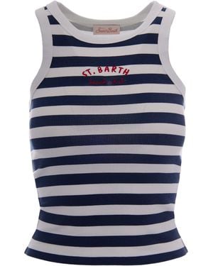 MC2 Saint Barth Tank Top Ada Club Stripes Blu - Blue