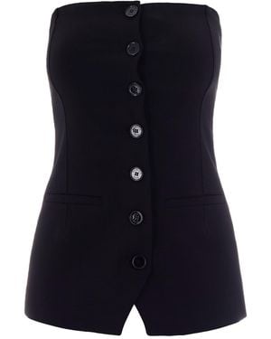 Patrizia Pepe Crepe Bustier With Buttons - Blue