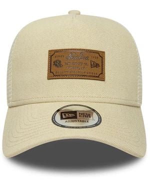 KTZ Cappellino 9Forty A-Frame Trucker Leather Patch Chiaro - White