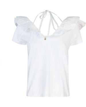 Liu Jo T-Shirt Con Rouches Bianca - White