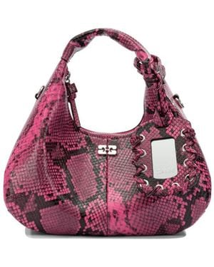 Ganni Mini Hobo Bag Rosa Snake - Pink