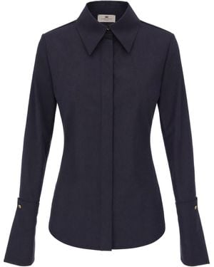 Elisabetta Franchi Camicia Lettering Nera - Blue