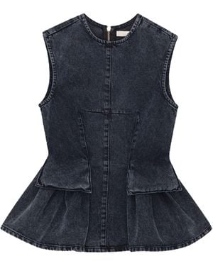 Remain Top Peplum Denim - Blue