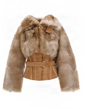 Elisabetta Franchi Giubbino Bustier Pelliccia Daino - Brown