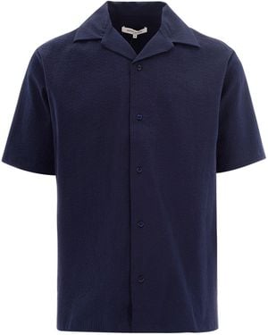 Maison Kitsuné Shirt Seersucker - Blue