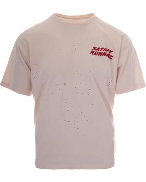 Satisfy T-Shirt Mothtech Running Sun Bleached Rosewater - White