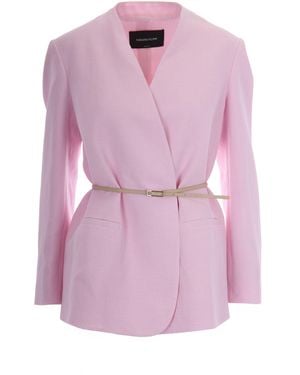 Fabiana Filippi Solid V Neck Blazer - Pink
