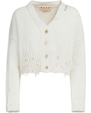 Marni Cardigan Bianco Destroyed - White