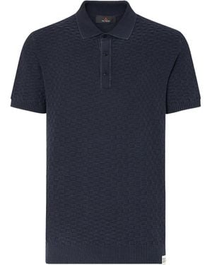 Peuterey Textured Knit Short-Sleeve Polo Shirt - Blue
