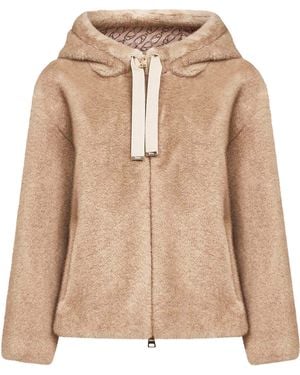Herno Bomber Jacket Faux Fur - Natural