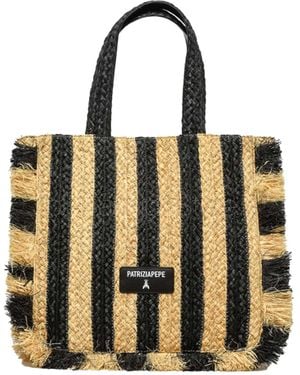 Patrizia Pepe Borsa Effetto Paglia A Righe - Metallic