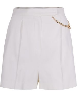 Elisabetta Franchi Gabardine Shorts With Jewel Logo - White