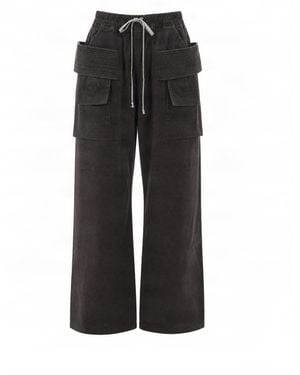 Rick Owens Creatch Cotton Cargo Wide-Leg Trousers - Black