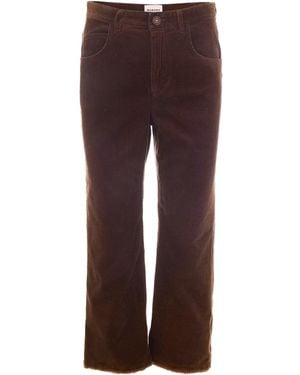 Isabel Marant Straight-Leg Corduroy Trousers With Frayed Hem - Brown