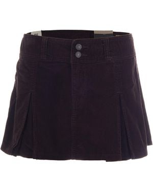 Levi's Corduroy Button-Front Mini Skirt - Blue