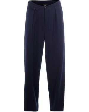 Emporio Armani Pantalone Seersucker After Midnight - Blue