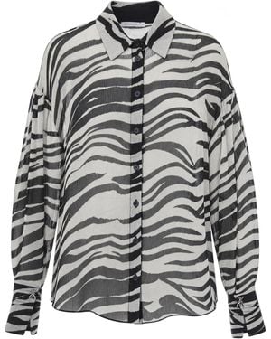 Patrizia Pepe Zebra Print Button-Front Shirt - Grey