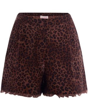MC2 Saint Barth Shorts Amani Linen Leopard - Red