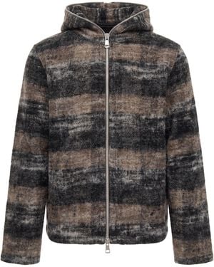 Our Legacy Felpa Full Zip Hood Woods Check - Gray