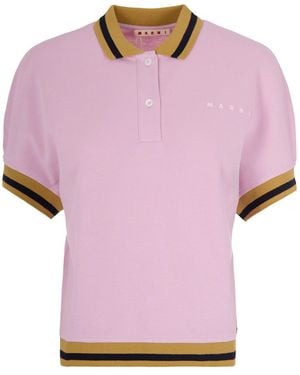 Marni Polo Shirt With Coloured Edges - Pink